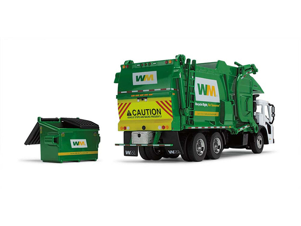 Mack LR Garbage Truck with McNeilus Meridian Front Load Refuse Body White and Green with Refuse Bin "Waste Management" 1/64 Diecast Model by First Gear LuxuryLifeWay Online Store