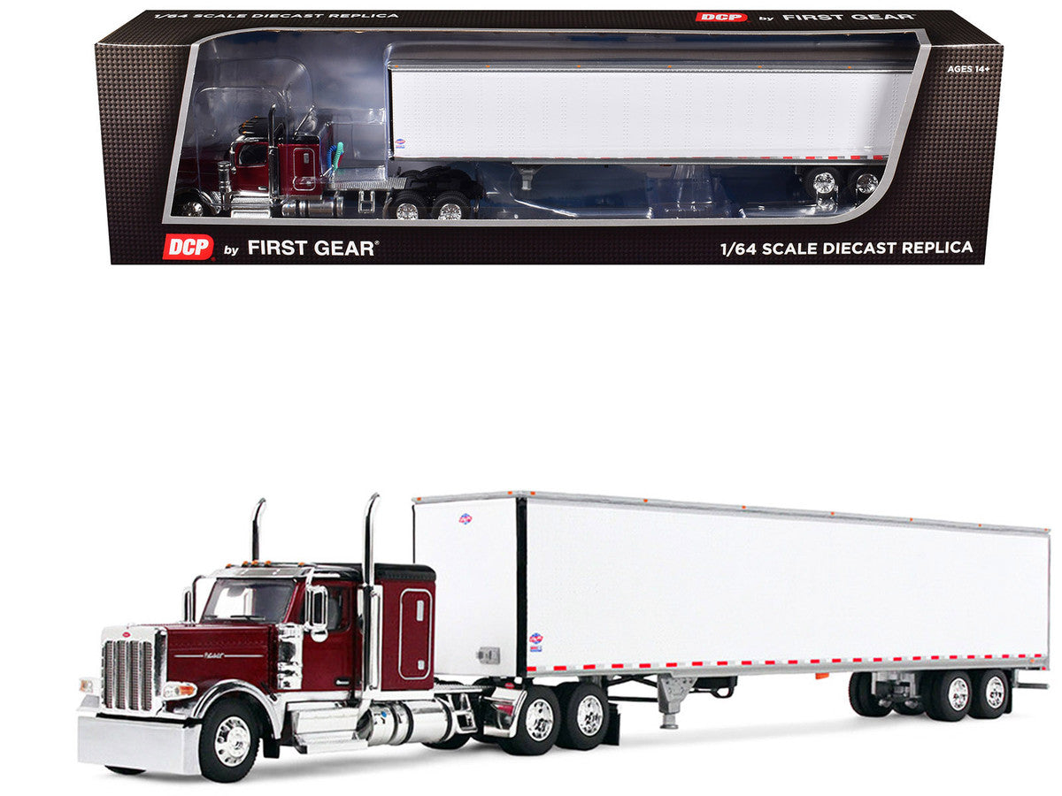 Peterbilt 589 with 58" Flat Top Sleeper and 53' Utility Trailer Legendary Red with Black Top 1/64 Diecast Model by DCP/First Gear LuxuryLifeWay Online Store