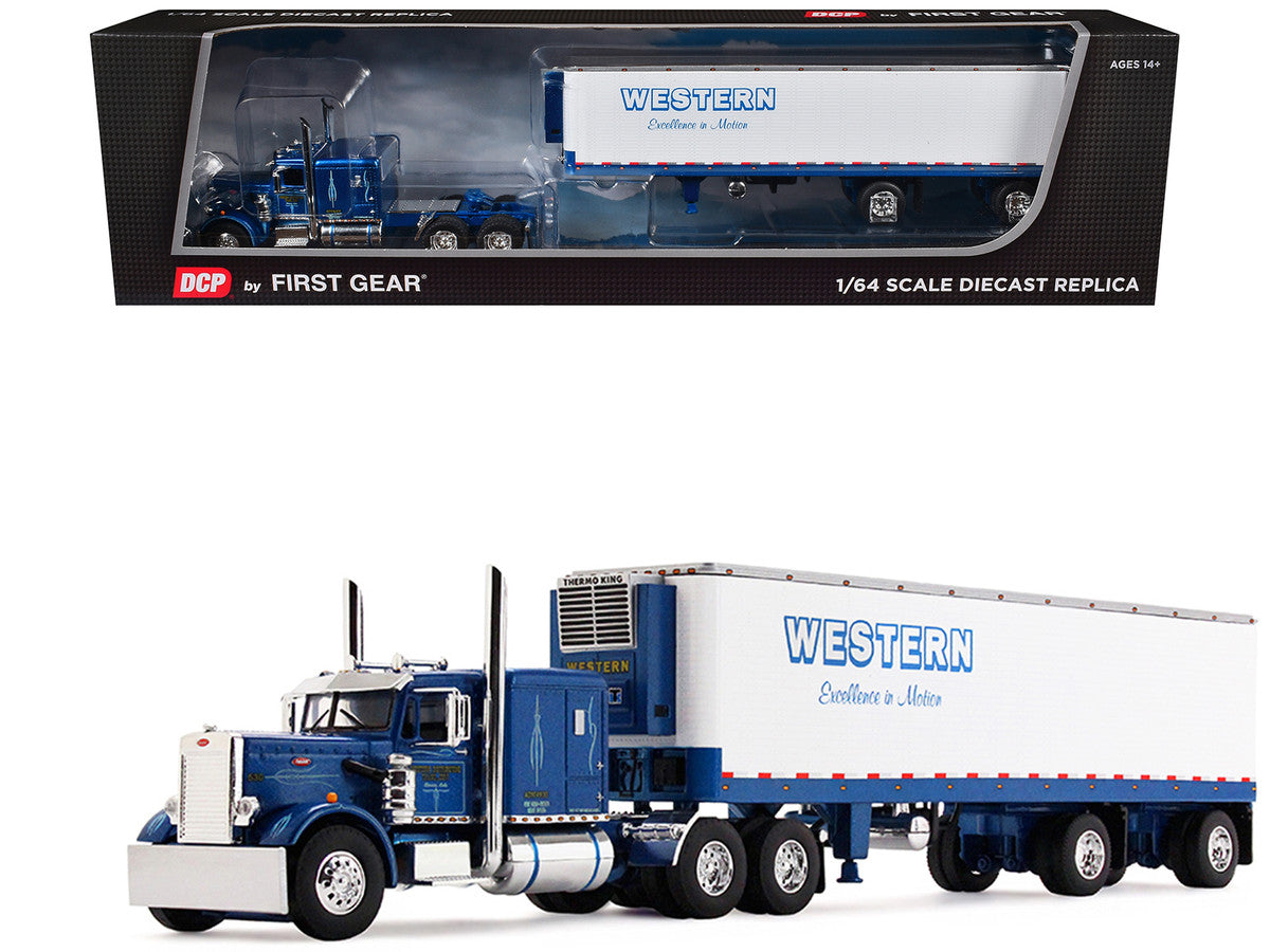Peterbilt 351 with 63" Flat Top Sleeper and 40' Vintage Trailer with Reefer "Western Distributing" Blue Metallic and White 1/64 Diecast Model by DCP/First Gear LuxuryLifeWay Online Store
