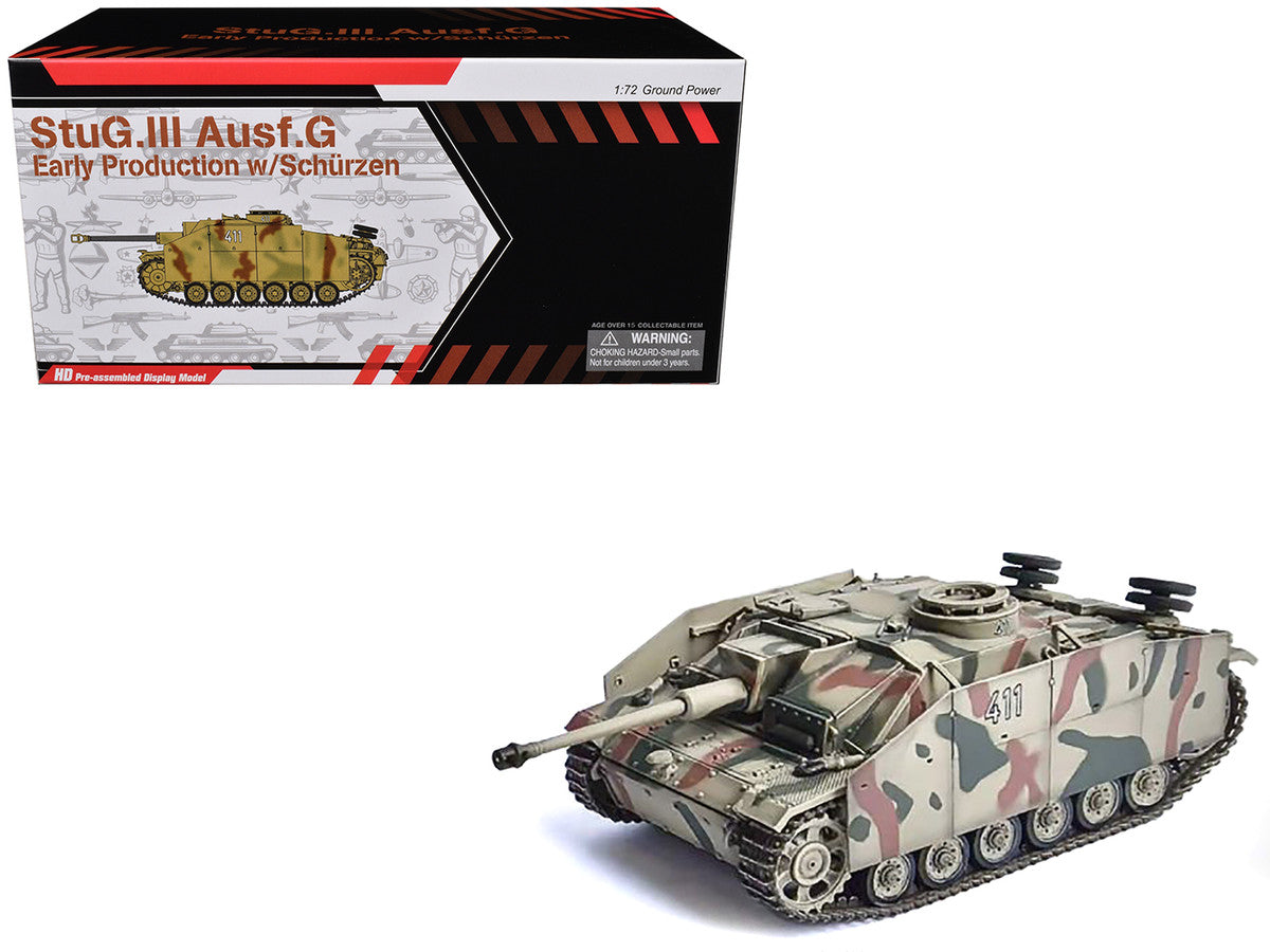 Germany StuG.III Ausf.G Early Production Tank with Schurzen #411 "Panzer Abteilung 115 Italy" (1943) "NEO Dragon Armor" Series 1/72 Plastic Model by Dragon Models LuxuryLifeWay Online Store