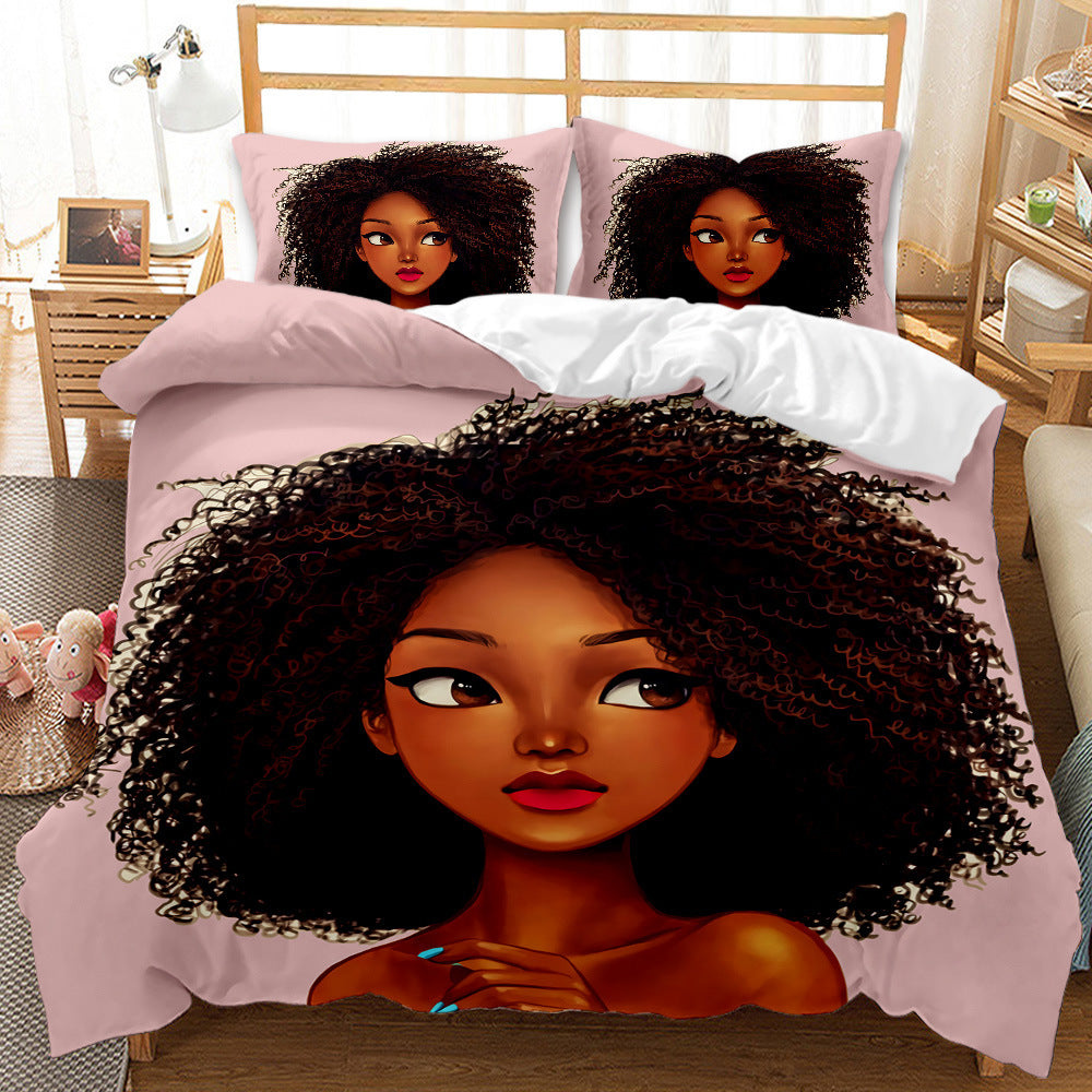 3D Printed Duvet Cover Four-piece Bedding Set For African Girls CJD