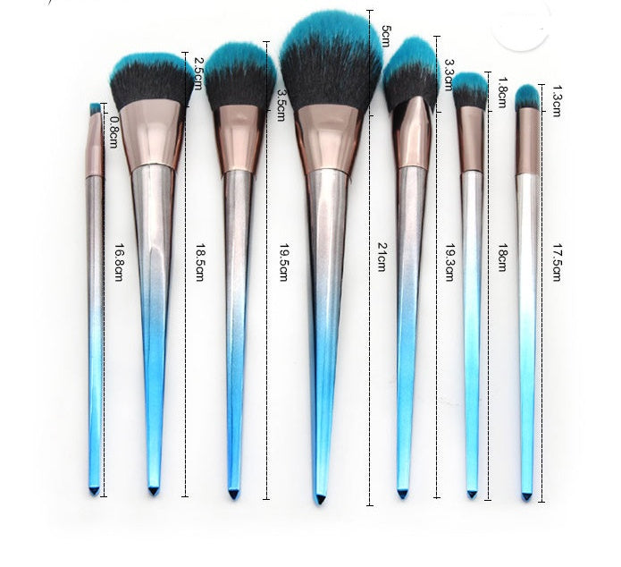 7 diamond makeup brushes blue black gradient LadyShow.Store