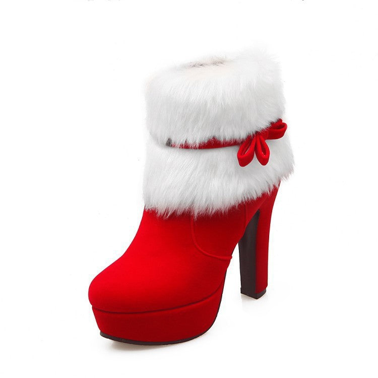 Plush Winter Boots Shoes High Heel Party Shoes