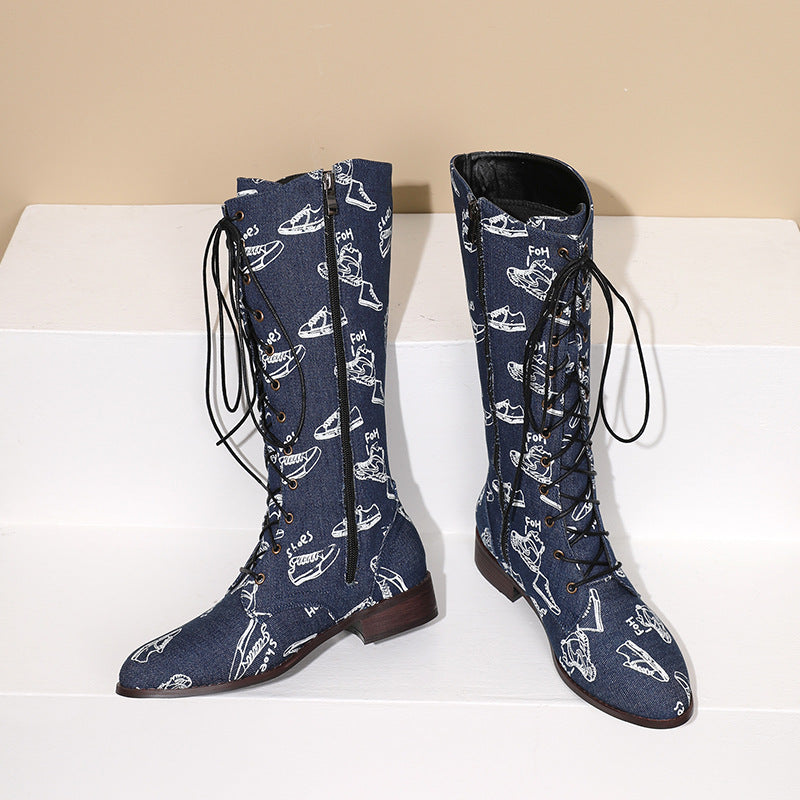 Denim Mid-calf Rider Boots For Women LadyShow.Store