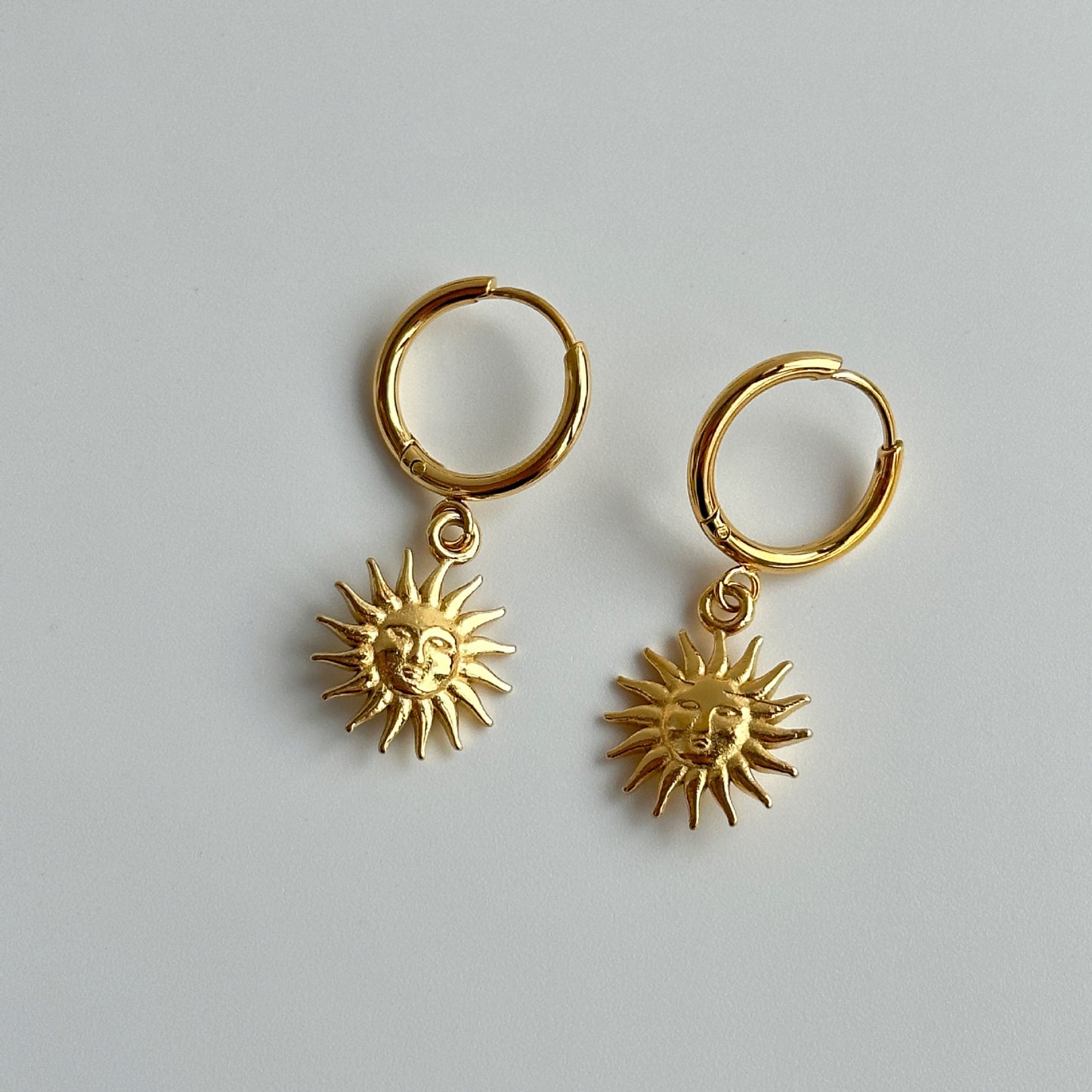 18K Gold Earrings Temperament Light Luxury Sun Element Trend Pendant Earrings Titanium Steel Plated