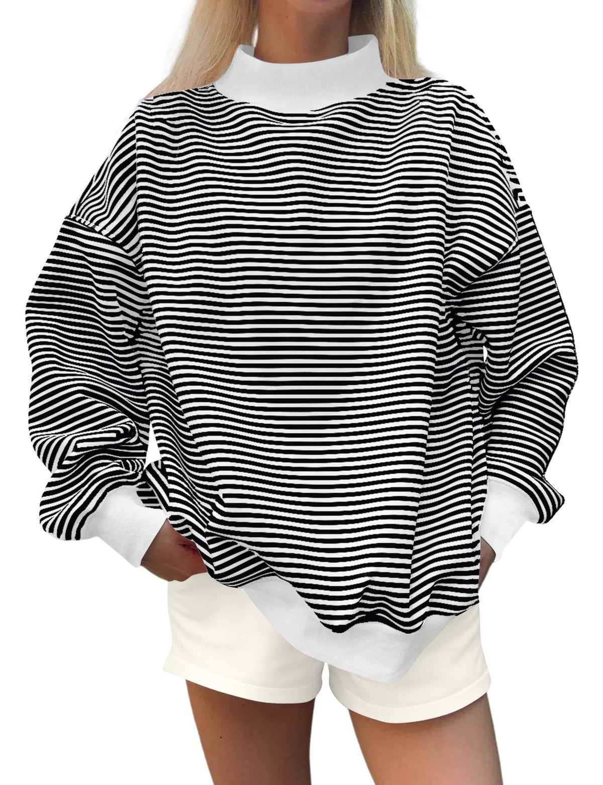 2026 Women's Fall New Fashion Casual Striped Long-Sleeved Pullover Loose Sweatshirt NorixaFashion.com
