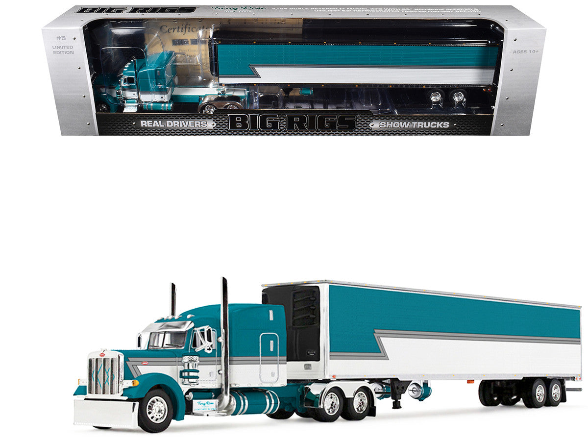 Peterbilt 379 with 63" Mid-Roof Sleeper and 53' Utility Trailer with Reefer "Tway Rose Transport" Teal and White with Stripes "Big Rigs" Series II #5 1/64 Diecast Model by DCP/First Gear LuxuryLifeWay Online Store