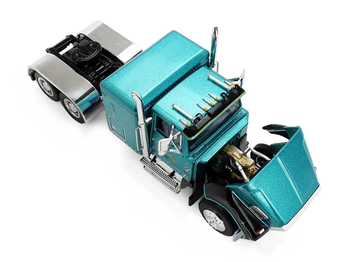 Ford LTL 9000 with 48" Flat Top Sleeper and 53' Utility Trailer with Reefer "Red’s Favorites - Tom Sercombe" Turquoise Metallic 1/64 Diecast Model by First Gear LuxuryLifeWay Online Store