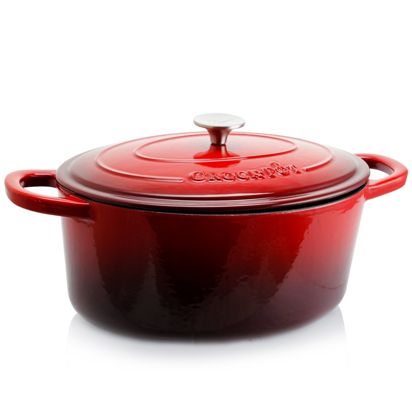 Crock Pot Artisan 7 Quart Oval Enameled Cast Iron Dutch Oven in Scarlet Red LuxuryLifeWay Online Store