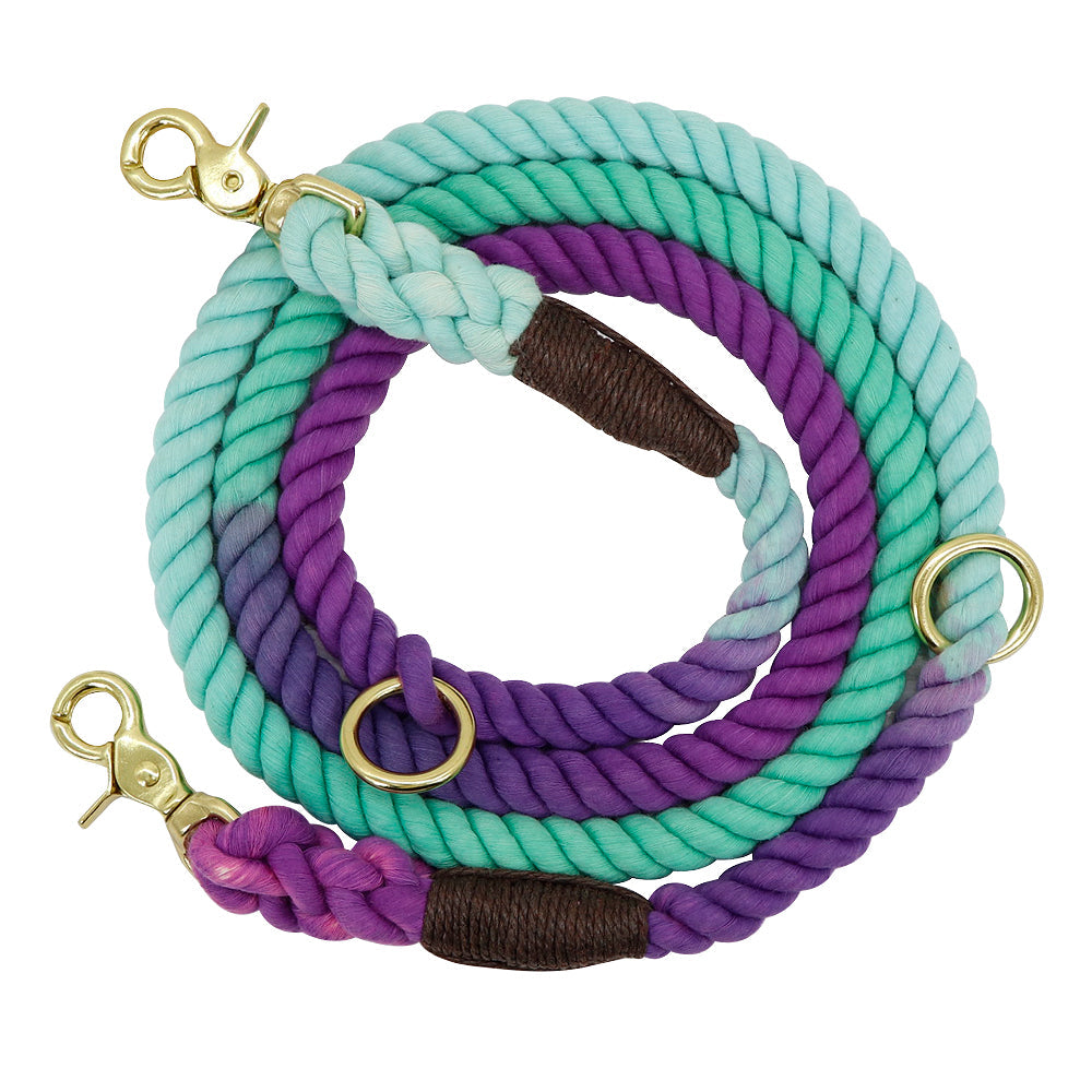 Gradient Color Dog Collars Accessories Leashes Rope Metal Chain Collar Strap Pet Outdoor Walking Training Long Traction Rope Pets Fashion