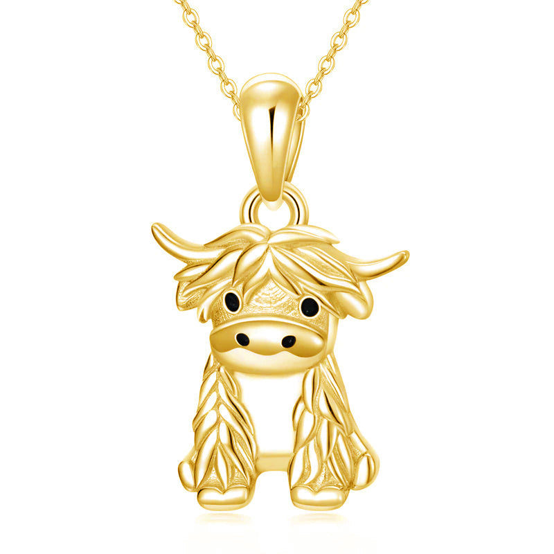 925 Sterling Silver Highland Cow Necklace Cow Earrings Cow Jewelry LadyShow.Store