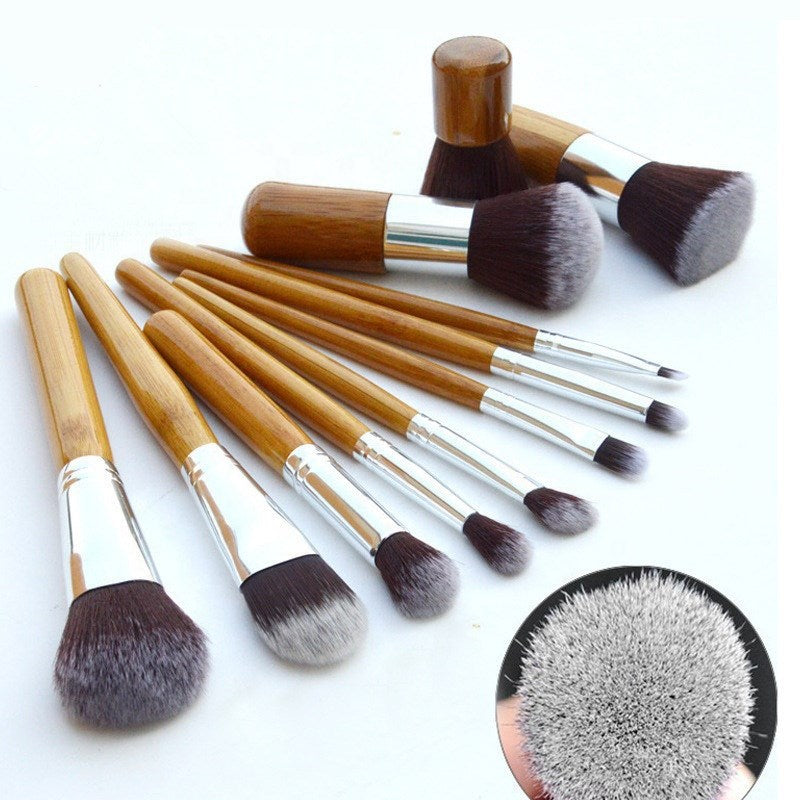 11-Piece Wooden Color Makeup Brush Set LadyShow.Store