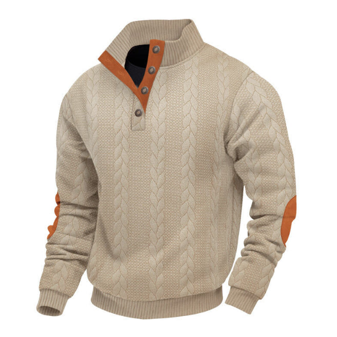 Stand Collar Long Sleeve Jacquard Knitted Pullover Sweater LadyShow.Store