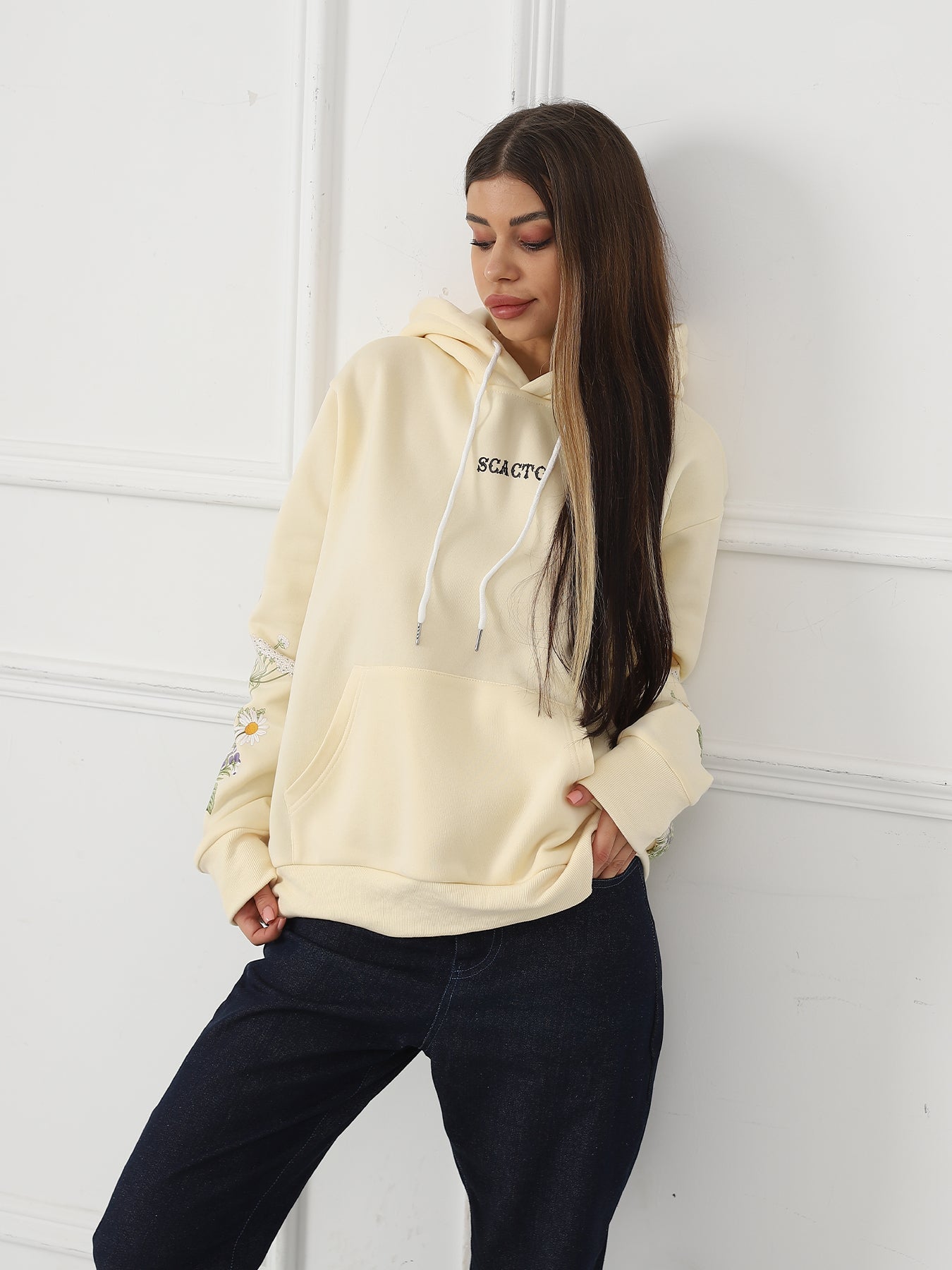 Women's Solid Color Floral Long Sleeved Sweatshirt LadyShow.Store