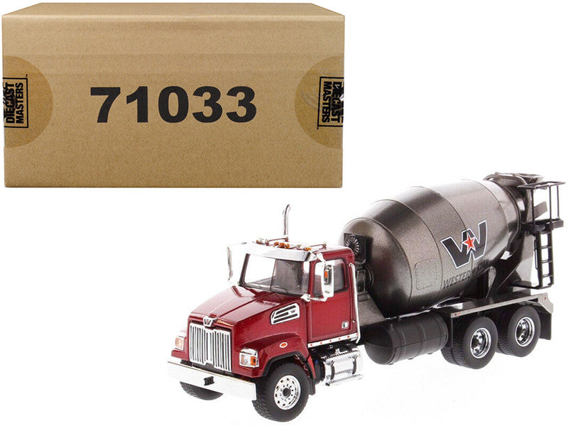 Western Star 4700 SF Concrete Mixer Truck Metallic Red with Gray Body 1/50 Diecast Model by Diecast Masters LuxuryLifeWay Online Store