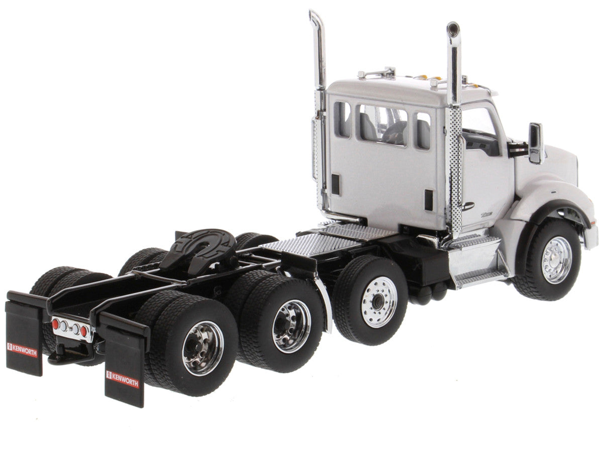 Kenworth T880 SBFA Day Cab Pusher-Axle Tandem Truck Tractor White Metallic 1/50 Diecast Model by Diecast Masters LuxuryLifeWay Online Store