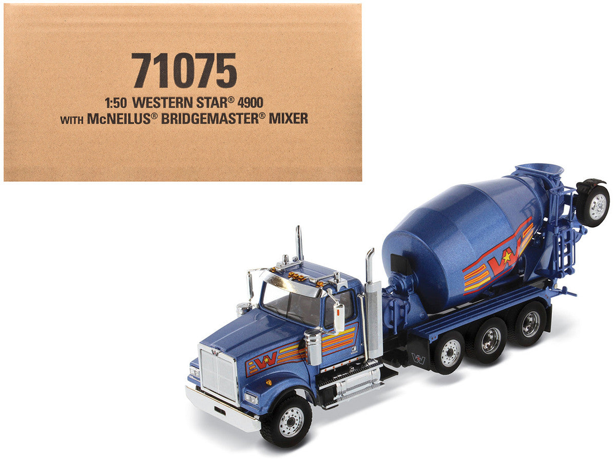 Western Star 4900 with Bridgemaster McNeilus Mixer Blue Metallic "Transport Series" 1/50 Diecast Model by Diecast Masters LuxuryLifeWay Online Store