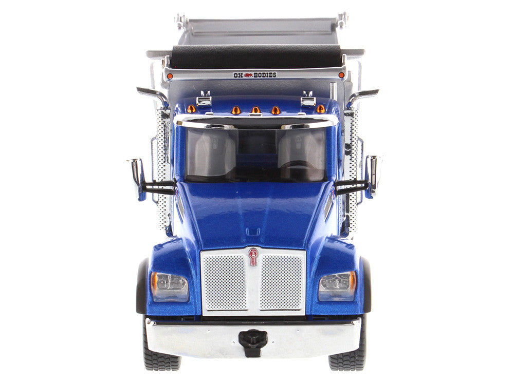Kenworth T880S SFFA Tandem Axle with Pusher Axle OX Stampede Dump Truck Blue and Chrome "Transport Series" 1/50 Diecast Model by Diecast Masters LuxuryLifeWay Online Store