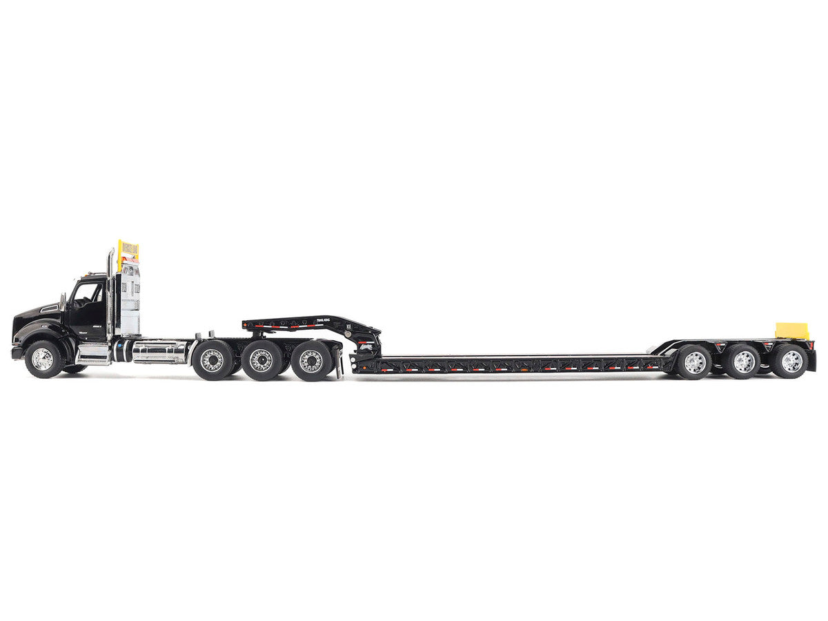 Kenworth T880 SBFA Tridem Truck with Trail King HDG Lowboy Trailer Black "Transport Series" 1/50 Diecast Model by Diecast Masters LuxuryLifeWay Online Store