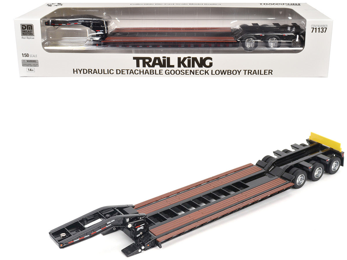 Trail King TK120 Hydraulic Detachable Gooseneck Lowboy Trailer Black (Outrigger Version) "Transport Series" 1/50 Diecast Model by Diecast Masters LuxuryLifeWay Online Store