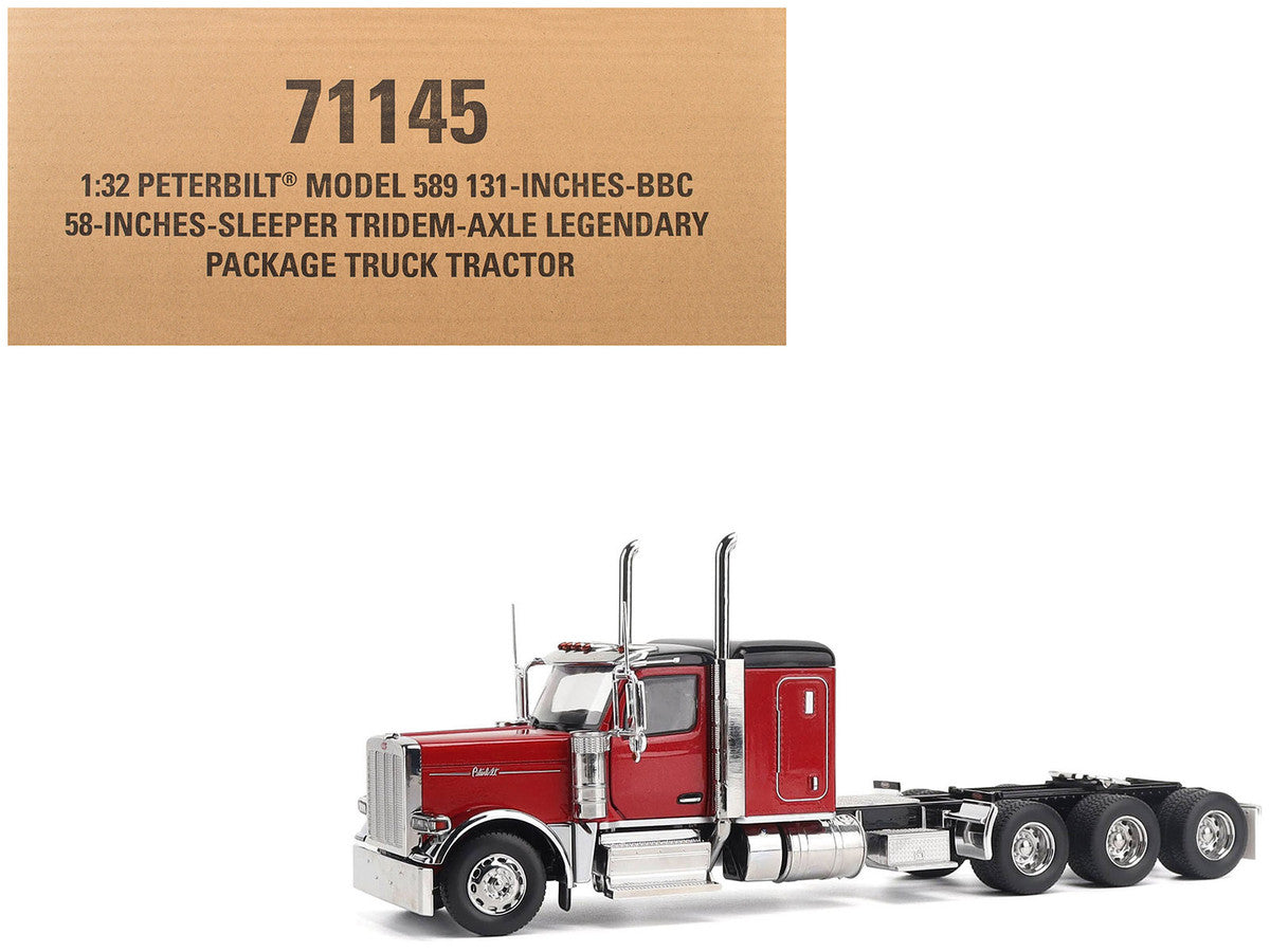 Peterbilt 589 Tridem-Axle Legendary Package Truck Tractor with 58" Sleeper Legendary Red "Transport Series" 1/32 Diecast Model by Diecast Masters LuxuryLifeWay Online Store
