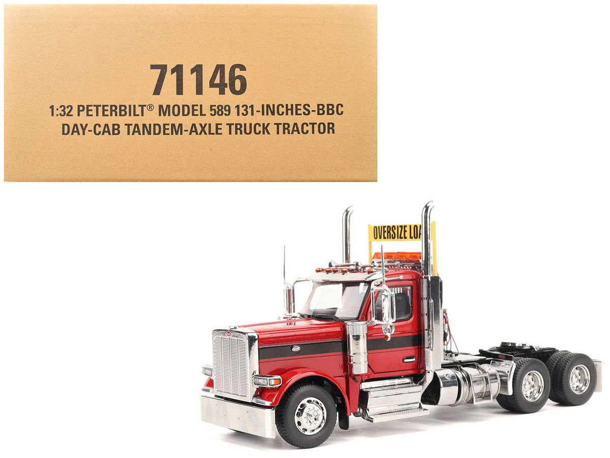 Peterbilt 589 Tandem-Axle Truck Tractor with Day Cab Legendary Red "Transport Series" 1/32 Diecast Model by Diecast Masters LuxuryLifeWay Online Store