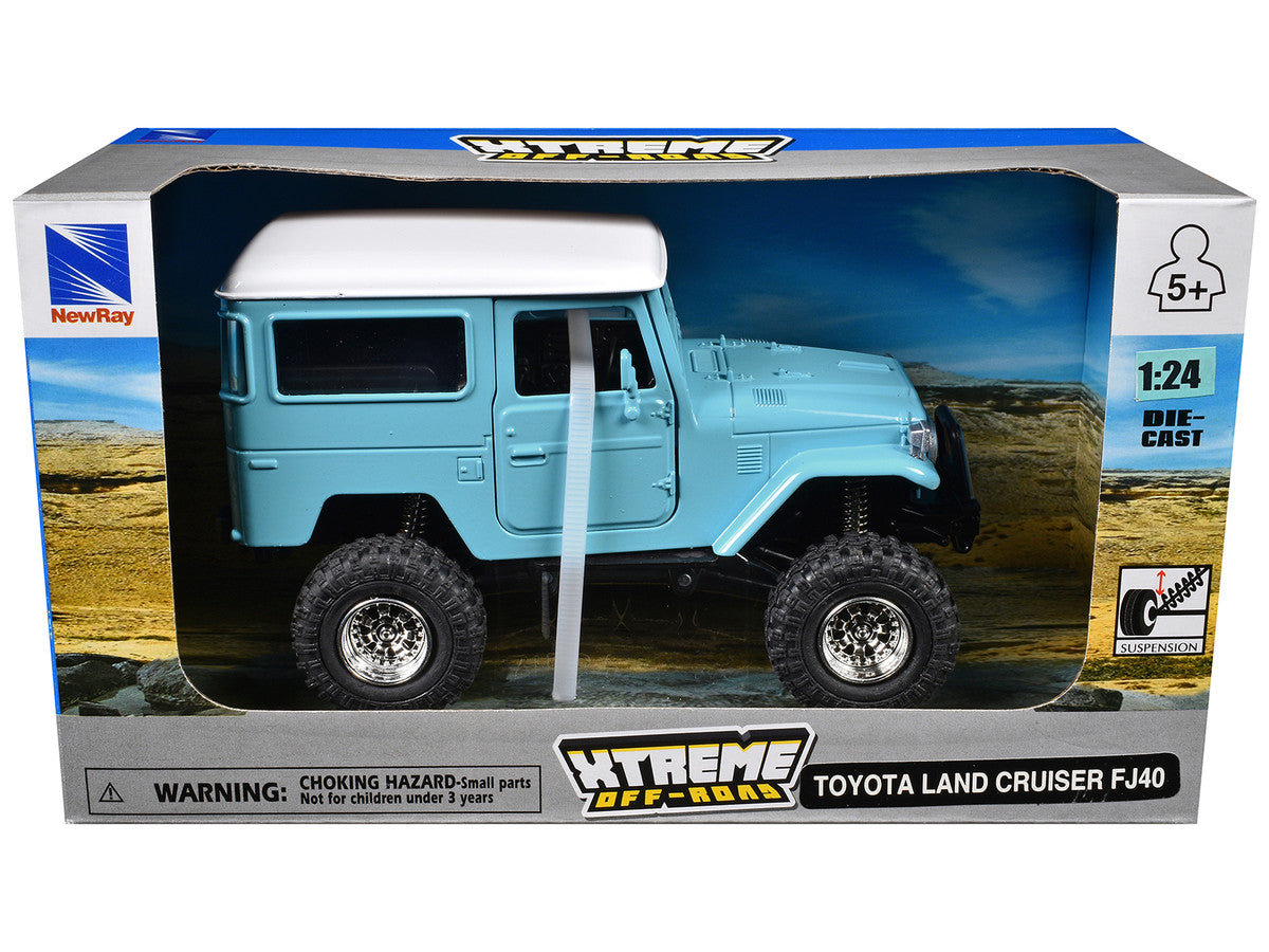 Toyota Land Cruiser FJ40 Light Blue with White Top "Xtreme Off-Road" Series 1/24 Diecast Model by New Ray LuxuryLifeWay Online Store