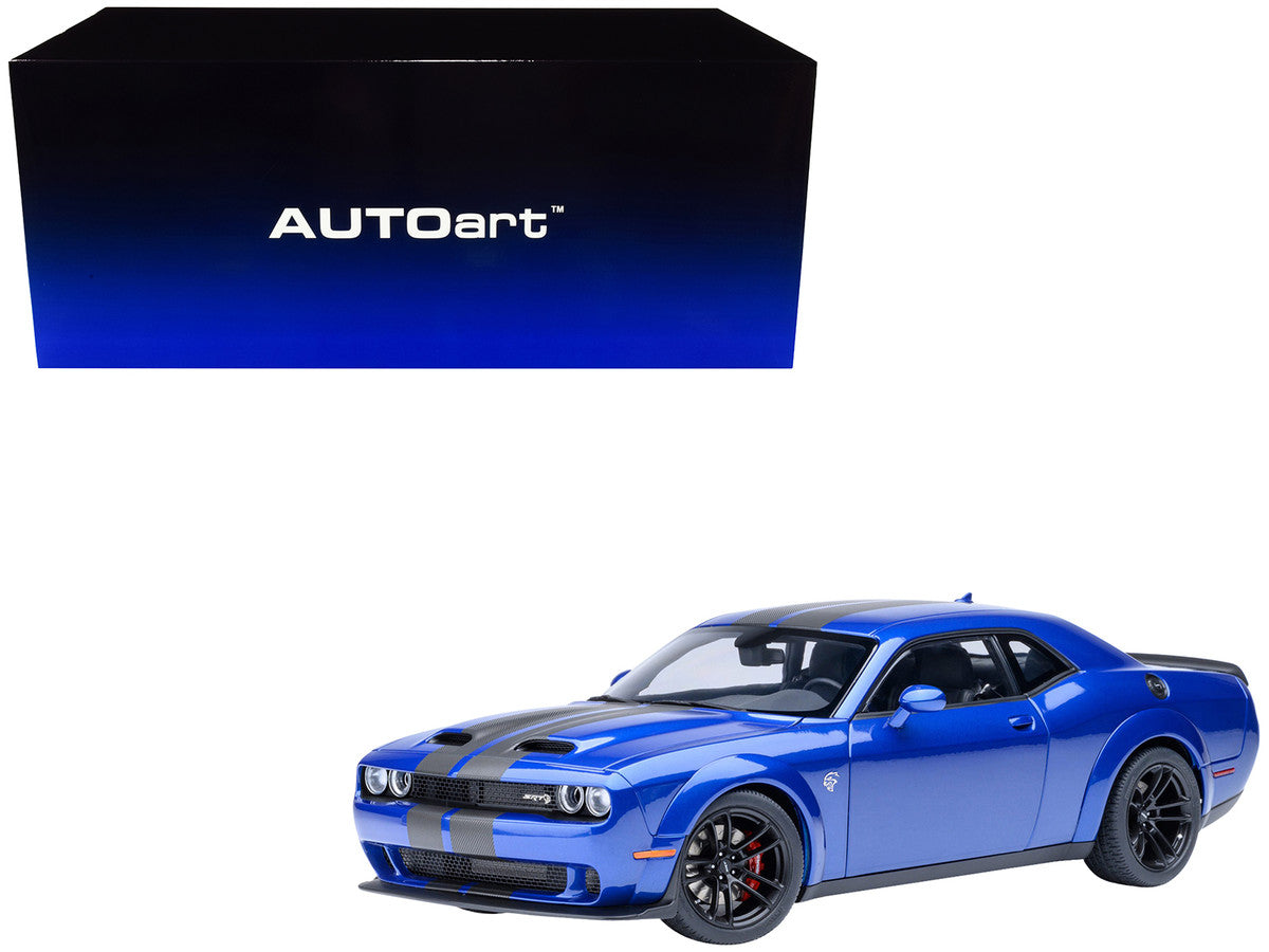 2022 Dodge Challenger SRT Jailbreak Indigo Blue Metallic with Carbon Stripes 1/18 Model Car by Autoart LuxuryLifeWay Online Store