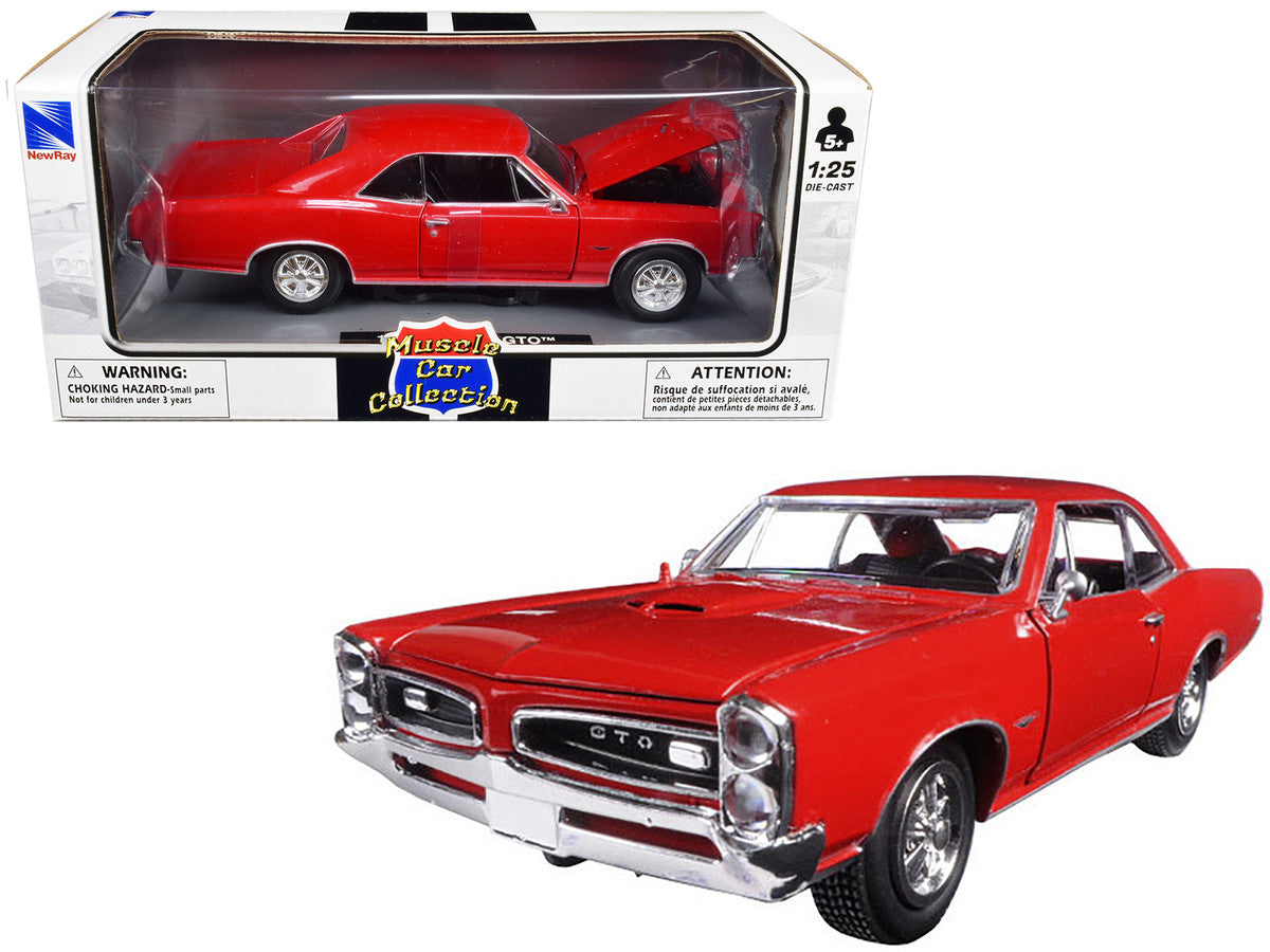 1966 Pontiac GTO Red "Muscle Car Collection" 1/25 Diecast Model Car by New Ray LuxuryLifeWay Online Store