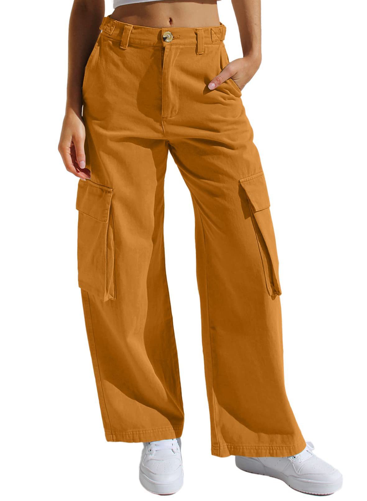 Women's Multi-pocket Workwear Loose Casual Denim Trousers NorixaFashion.com