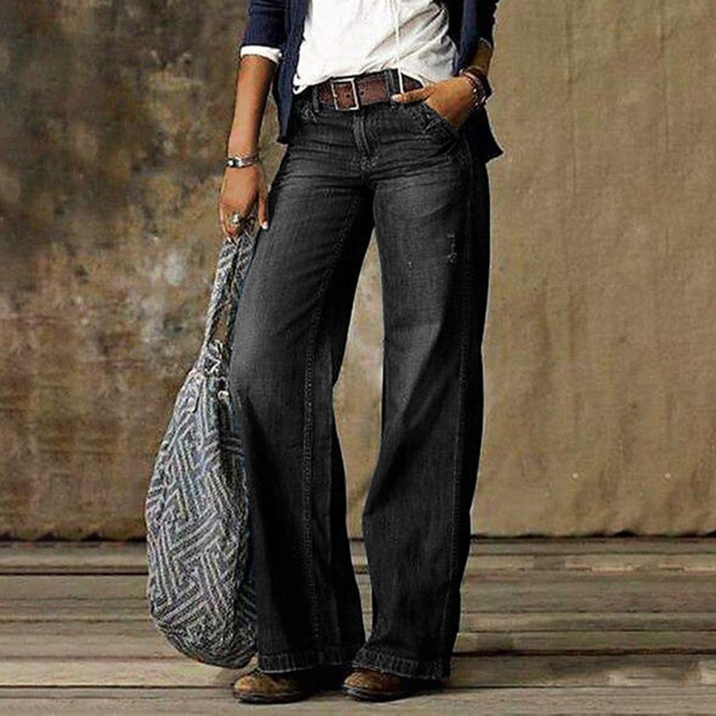 Pocket Casual Fashion Straight-Leg Jeans LadyShow.Store
