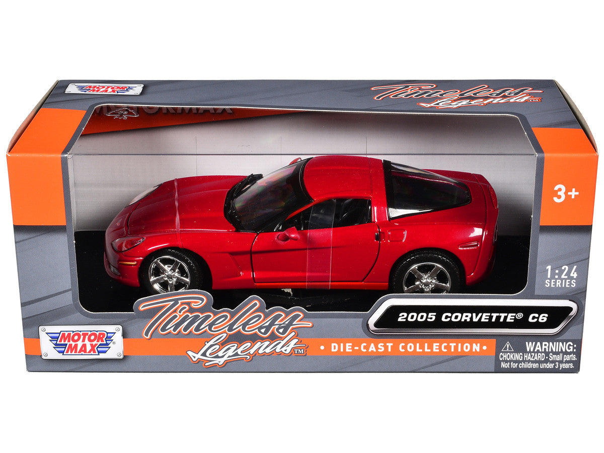 2005 Chevrolet Corvette C6 Coupe Red 1/24 Diecast Model Car by Motormax LuxuryLifeWay Online Store