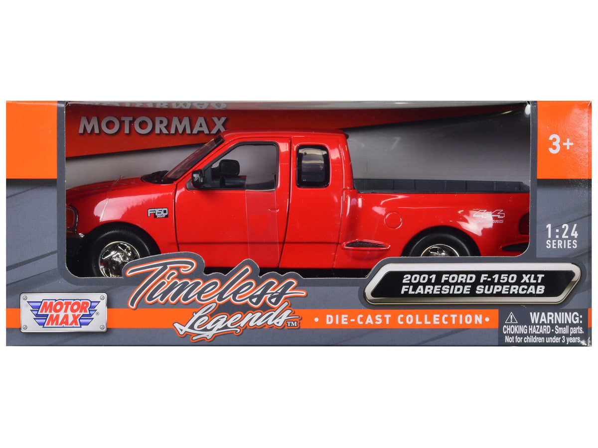 2001 Ford F-150 XLT Flareside Supercab Pickup Truck Red 1/24 Diecast Model Car by Motormax LuxuryLifeWay Online Store