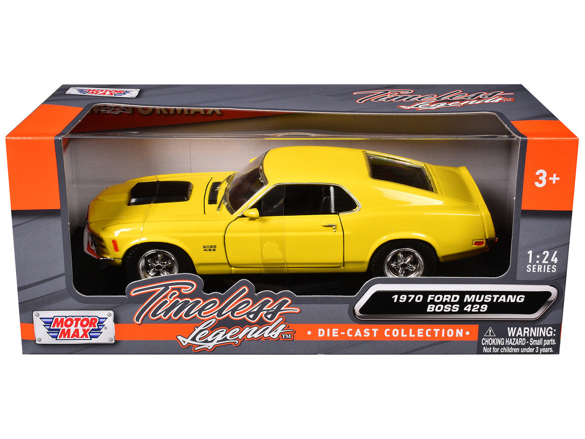 1970 Ford Mustang Boss 429 Yellow 1/24 Diecast Model Car by Motormax LuxuryLifeWay Online Store