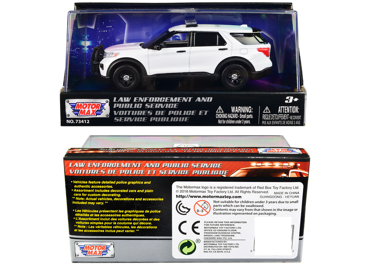 2022 Ford Police Interceptor Utility Plain White "Law Enforcement and Public Service" Series 1/43 Diecast Model Car by Motormax LuxuryLifeWay Online Store