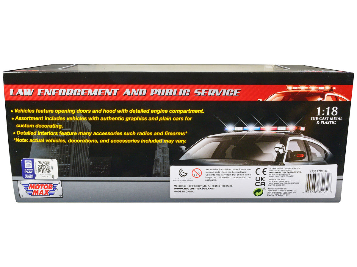 2001 Ford Crown Victoria Police Car Unmarked White "Custom Builder's Kit" Series 1/18 Diecast Model Car by Motormax LuxuryLifeWay Online Store