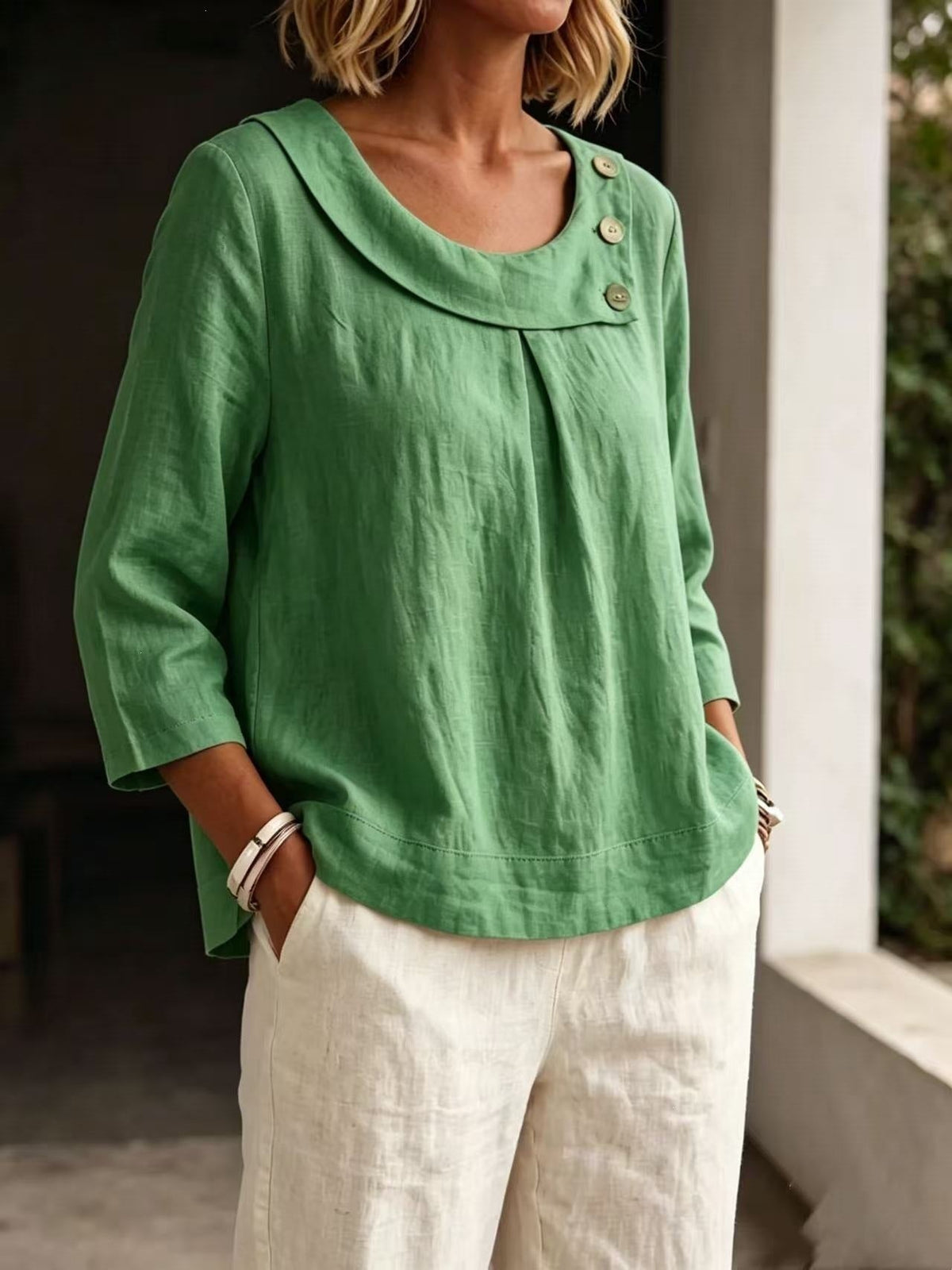 Casual Round-neck Shirt, Loose-fitting Top For Women NorixaFashion.com