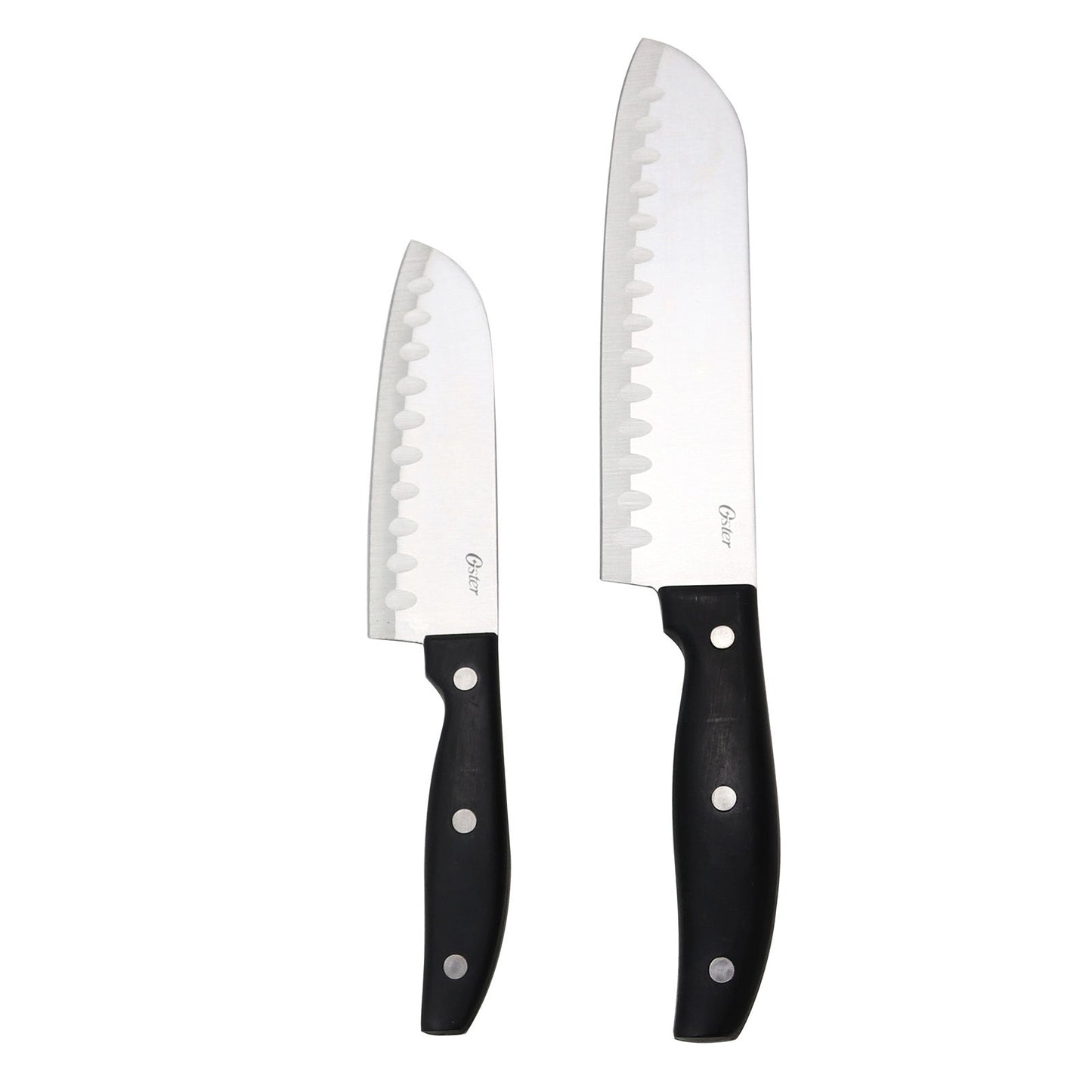 Oster Granger 2 Piece Stainless Steel Santoku Knife Set with Black Handles LuxuryLifeWay Online Store