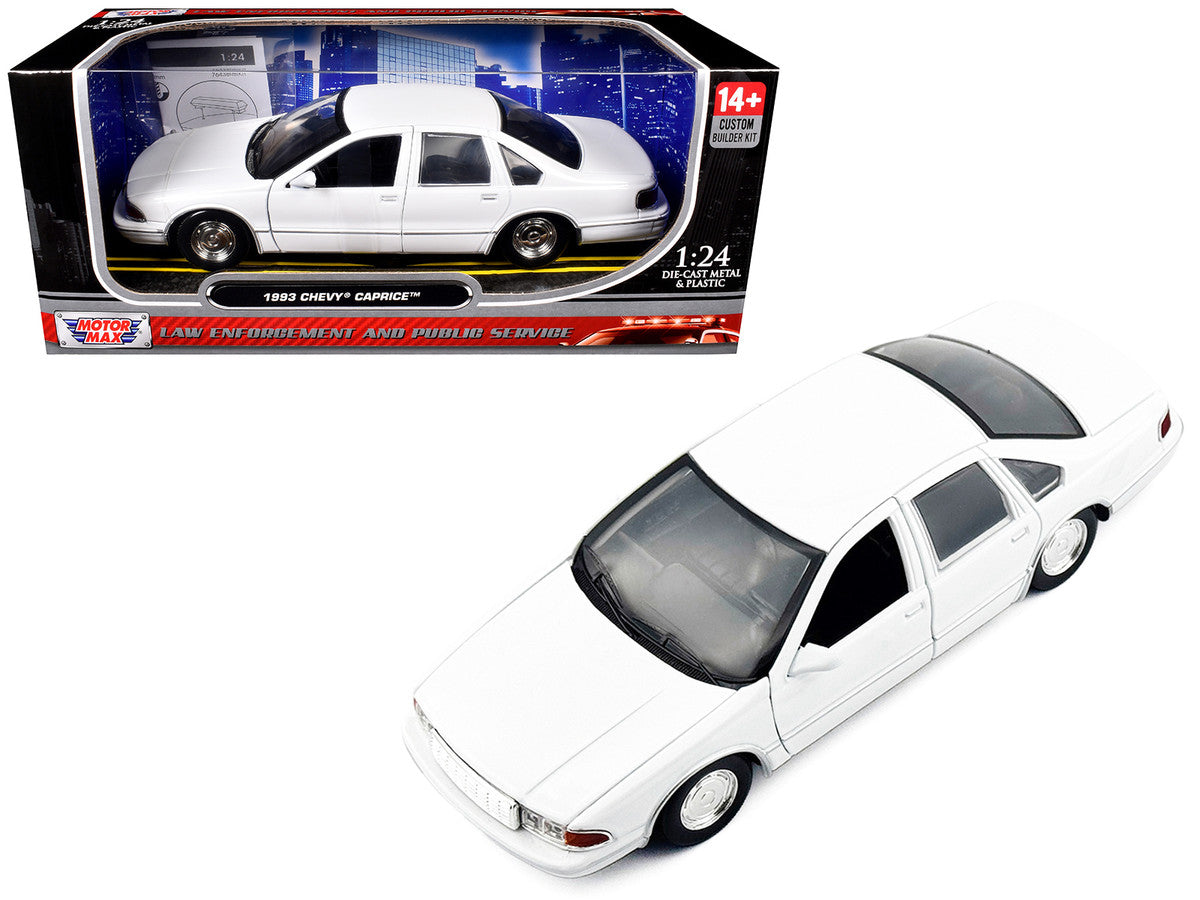1993 Chevrolet Caprice Police Car Unmarked White "Custom Builder's Kit" Series 1/24 Diecast Model Car by Motormax LuxuryLifeWay Online Store