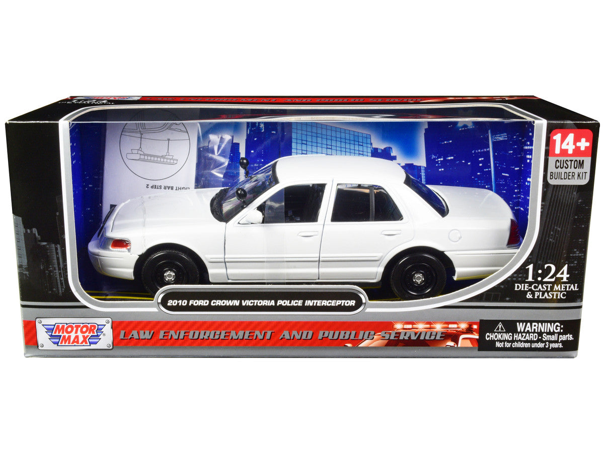 2010 Ford Crown Victoria Police Interceptor Unmarked White "Custom Builder's Kit" Series 1/24 Diecast Model Car by Motormax LuxuryLifeWay Online Store
