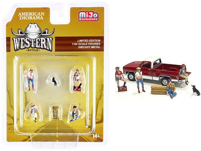 "Western Style" 6 piece Diecast Set (4 Figurines and 2 Accessories) for 1/64 Scale Models by American Diorama LuxuryLifeWay Online Store
