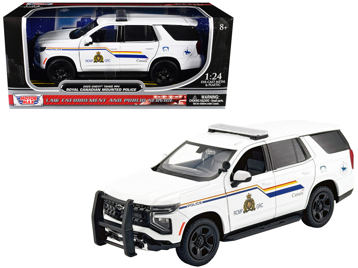 2025 Chevrolet Tahoe PPV with Light Bar "RCMP Royal Canadian Mounted Police" White "Law Enforcement and Public Service" Series 1/24 Diecast Model Car by Motormax LuxuryLifeWay Online Store