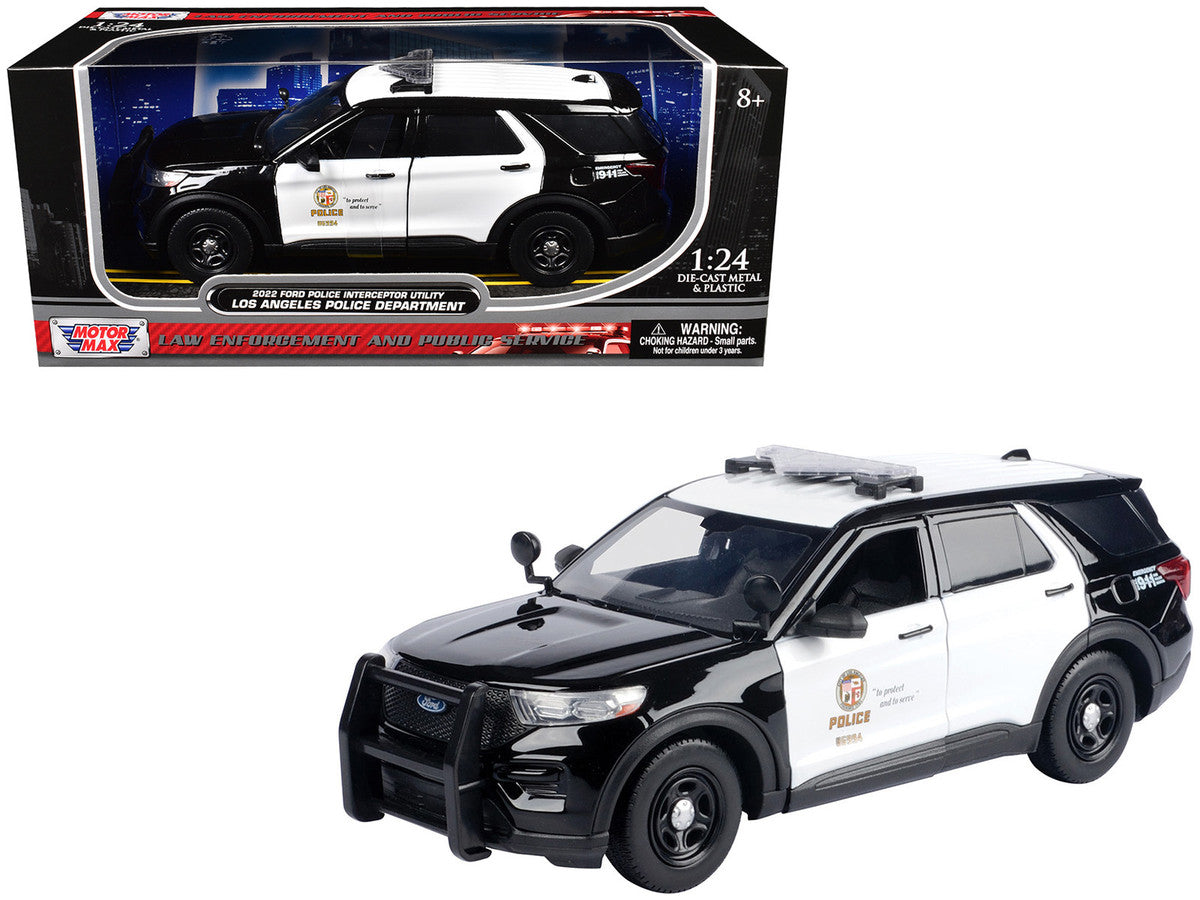 2022 Ford Police Interceptor Utility "Los Angeles Police Department" Black and White "Law Enforcement and Public Service" Series 1/24 Diecast Model Car by Motormax LuxuryLifeWay Online Store