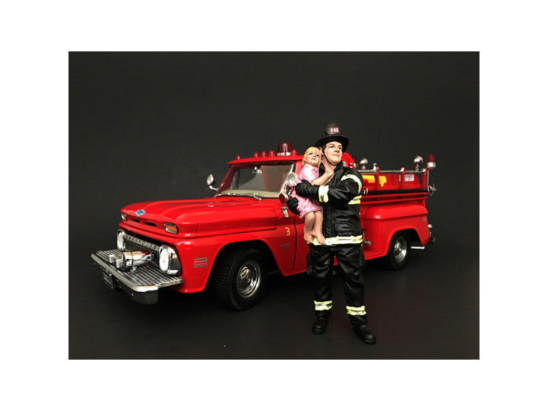 Firefighter Saving Life with Baby Figurine / Figure For 1:18 Models by American Diorama LuxuryLifeWay Online Store
