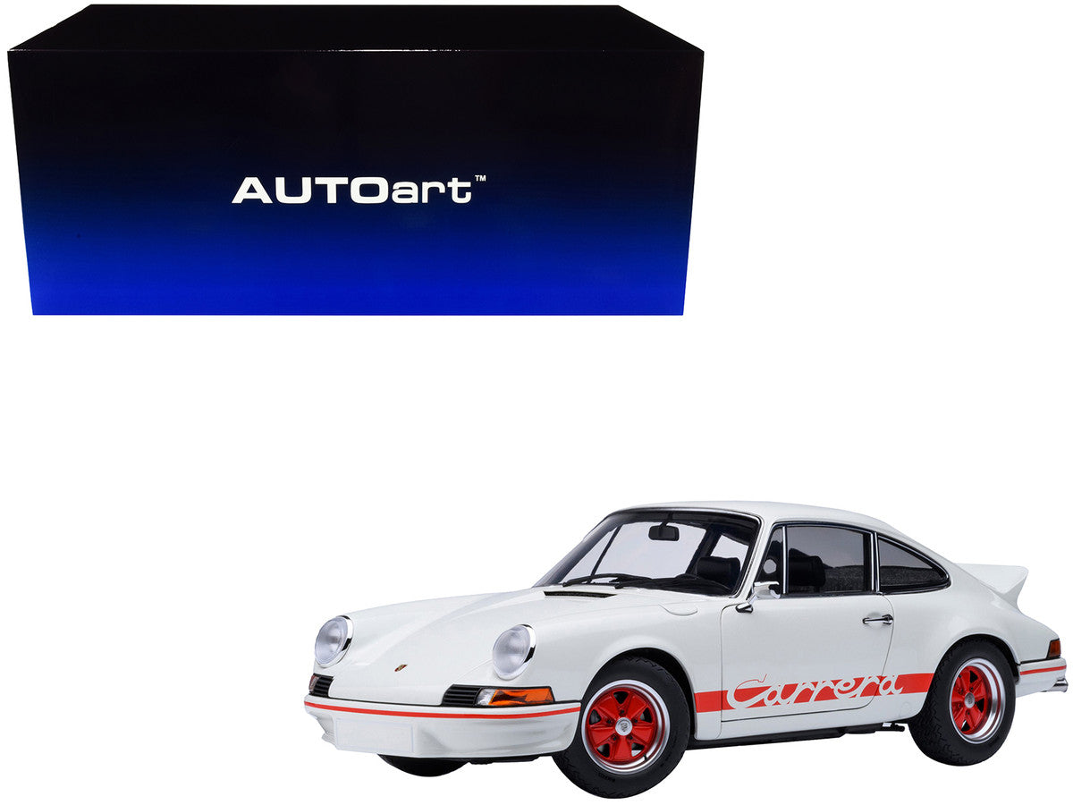 Porsche 911 Carrera 2.7 RS Grand Prix White with Red Stripes and Wheels 1/18 Model Car by Autoart LuxuryLifeWay Online Store