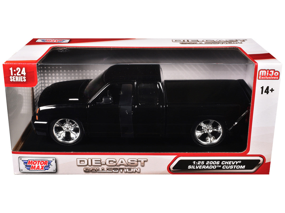2006 Chevrolet Silverado Custom Pickup Truck Black "Die-Cast Collection" Series 1/25 Diecast Model Car by Motormax LuxuryLifeWay Online Store