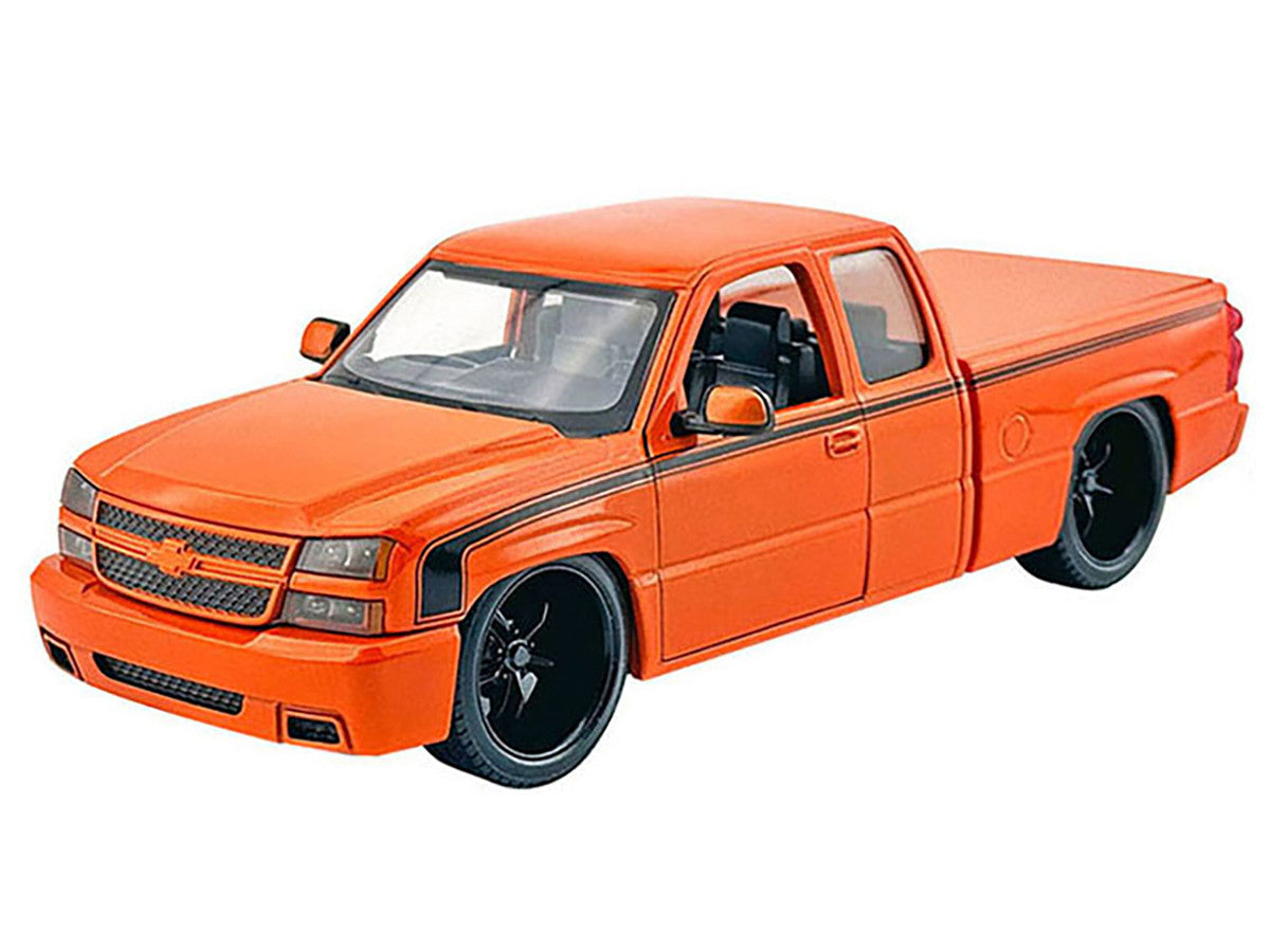 2006 Chevrolet Silverado Custom Pickup Truck Orange Metallic with Black Stripes "Die-Cast Collection" Series 1/25 Diecast Model Car by Motormax LuxuryLifeWay Online Store