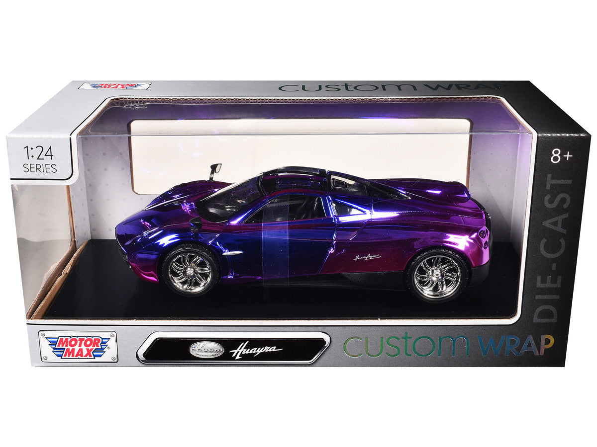 Pagani Huayra Pink and Purple Chrome "Custom Wrap" Series 1/24 Diecast Model Car by Motormax LuxuryLifeWay Online Store