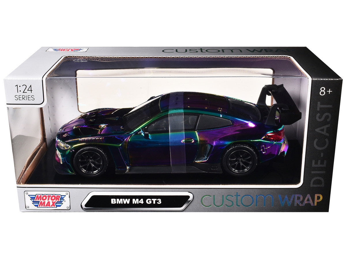 BMW M4 GT3 Chameleon Chrome "Custom Wrap" Series 1/24 Diecast Model Car by Motormax LuxuryLifeWay Online Store