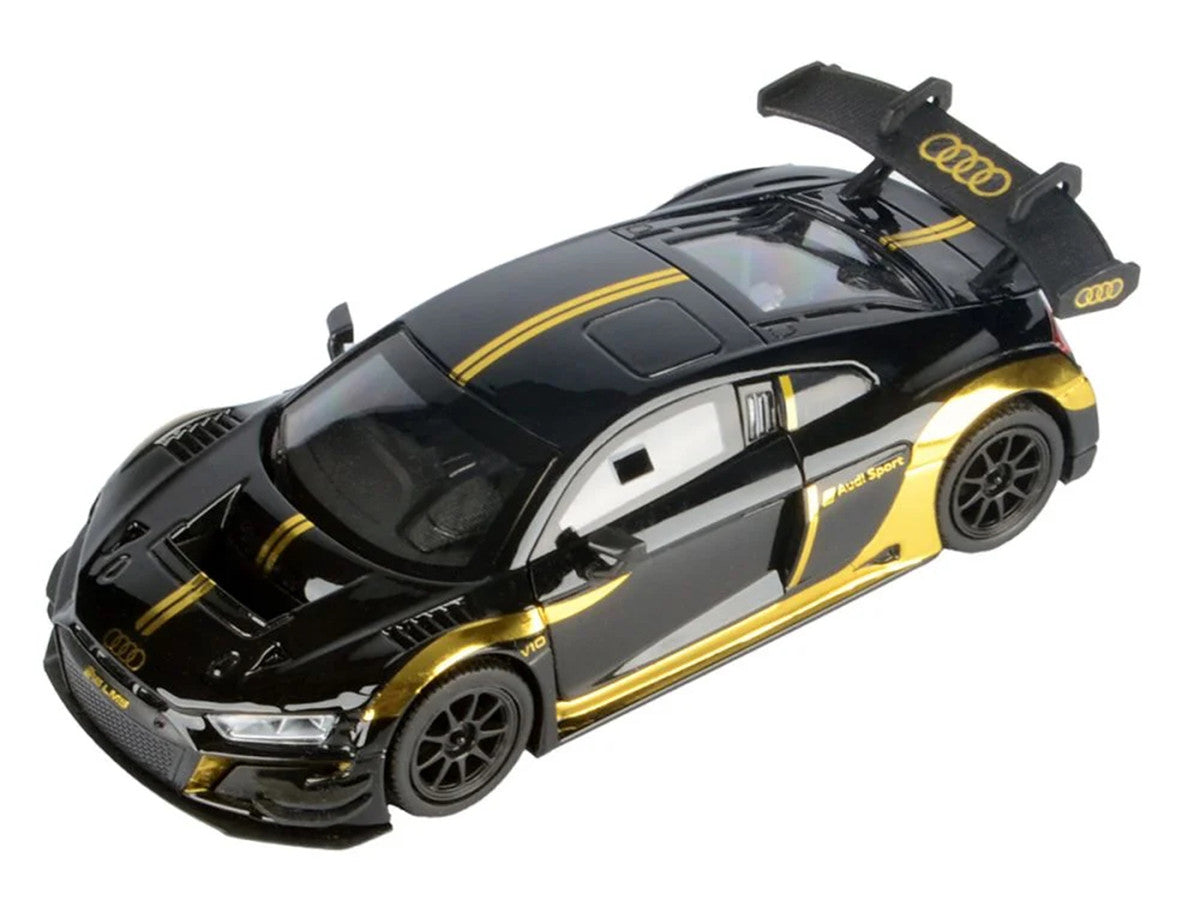 Audi R8 LMS GT3 Black with Gold Stripes and Graphics "Midnight Eclipse" Series 1/24 Diecast Model Car by Motormax LuxuryLifeWay Online Store